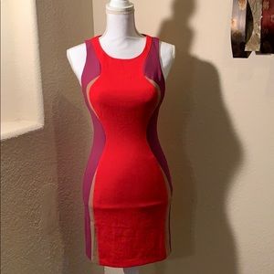 Ark & CO. Red purple and tan dress